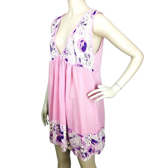 VTG Y2K Urban Outfitters Kimchi Blue Sheer Crinkle Flowy Boho Floral Dress NEW - Picture 2 of 6